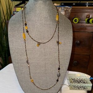 Silpada Vintage Yellow & Brown Beaded Long Serpentine Boho Necklace N1928
